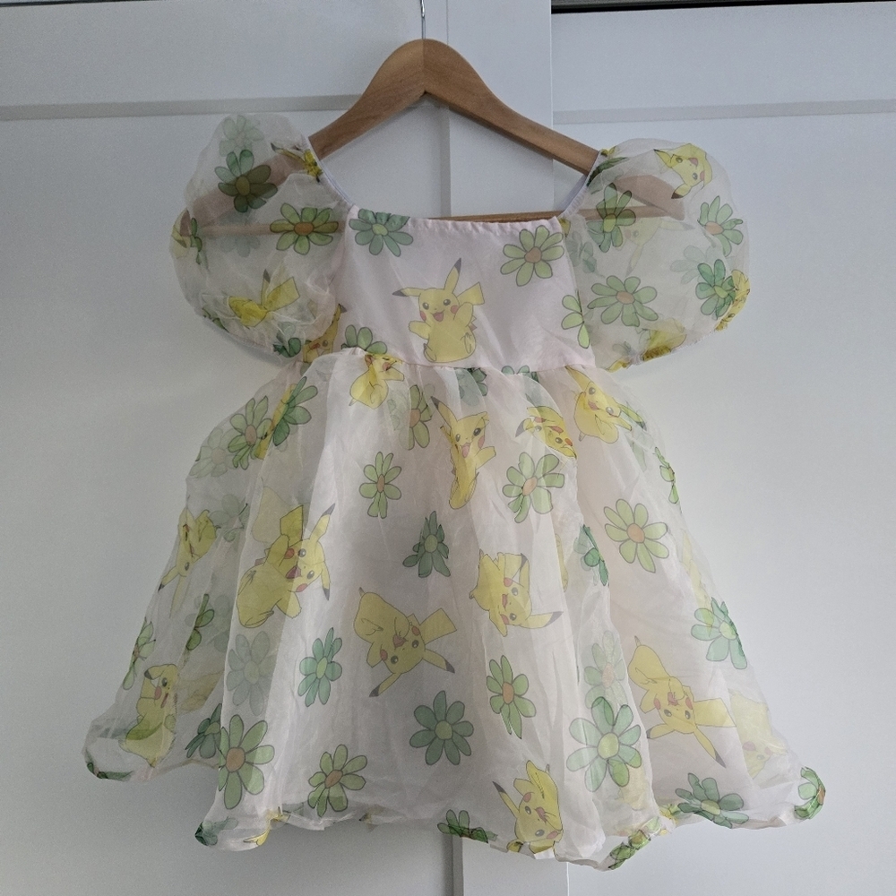 Kids Floral Pikachu Pokemon Dress Size 6/7